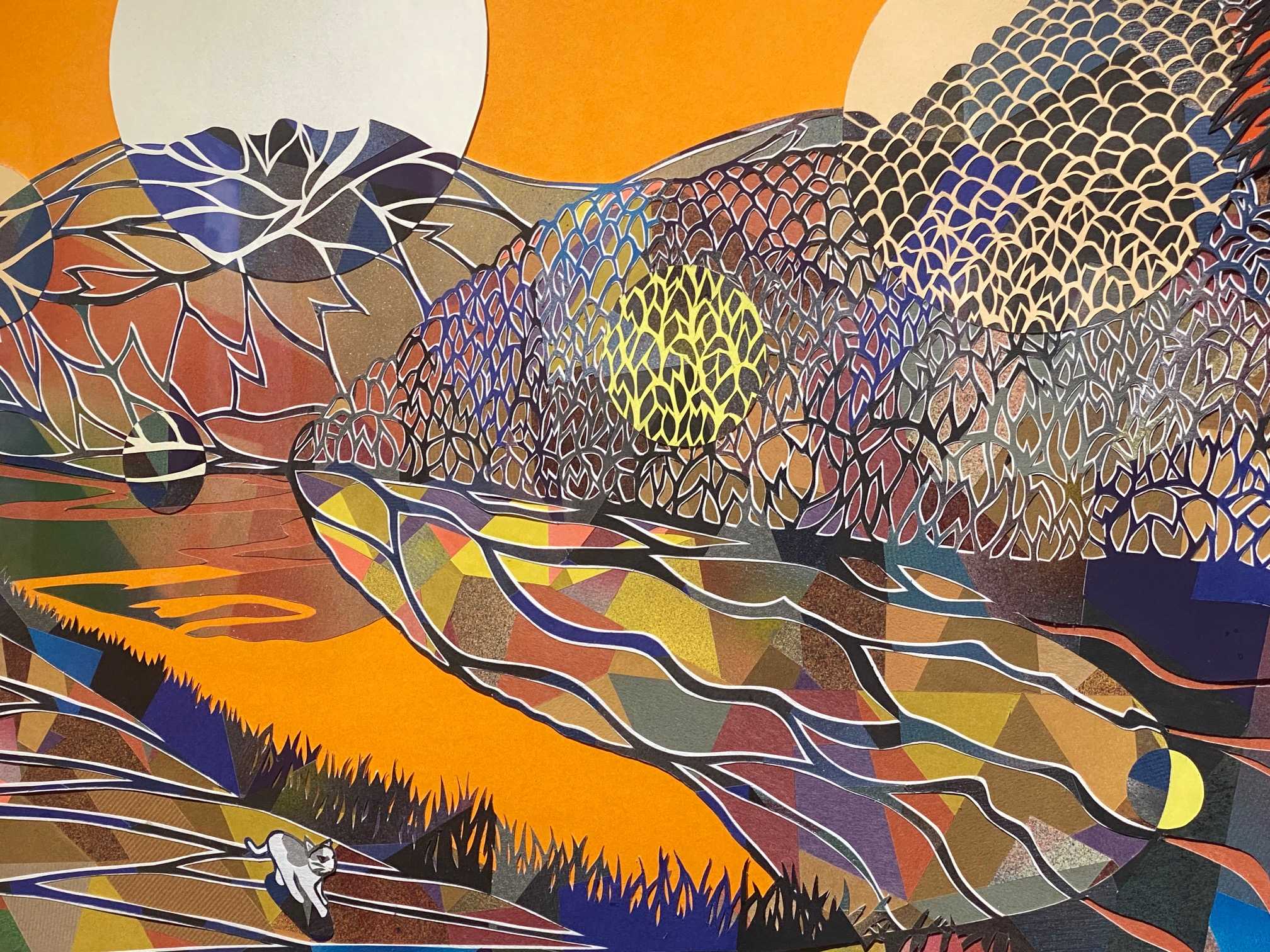 色彩で魅せる心の切り絵：田中克樹の世界展（1） | 醍醐山と下部（し