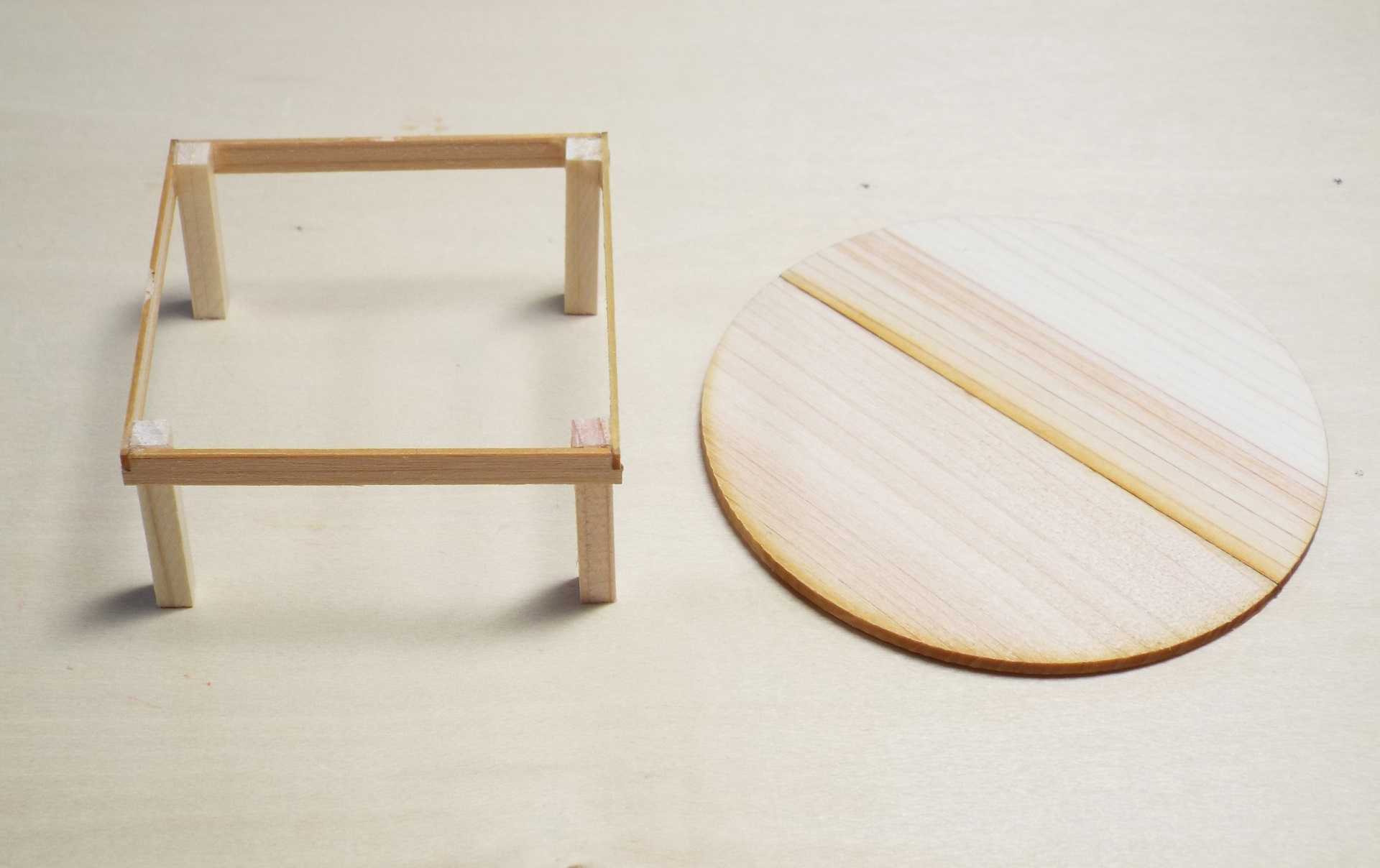 コバアニ Cobaanii Mokei工房 和の造作 12スケール 檜の丸ちゃぶ台 [WZ