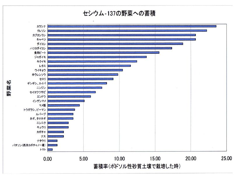 Cs147吸着しやすい野菜