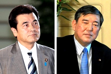 民主党の城島光力国対委員長（左）と自民党の石破茂元防衛相.jpg