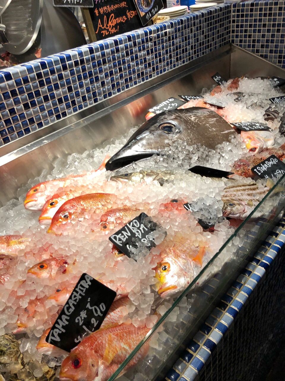 氷の上のお魚達を好みのお料理方法でいただけるお魚イタリアン チロンボ マリーナ 上野 あしたの風 楽天ブログ