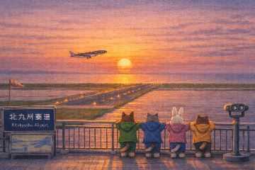 ※AIさんが描いた北九州空港付近の風景「北九州空港展望デッキのイメージ」