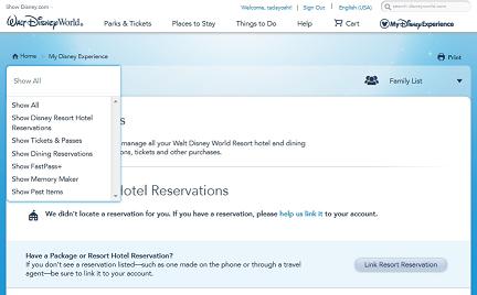 Show Dining Reservations