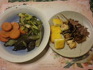 人参茄子煮物　焼き鳥416.JPG