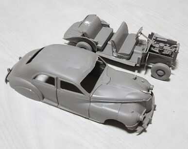 ブルックリン パッカード クリッパー 車模型 レトロZs284 アメリカ陸軍スタッフカー 1941年型パッカードクリッパー 組立作業6日