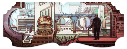 Google ホルヘ・ルイス・ボルヘス生誕１１２年記念ロゴ。