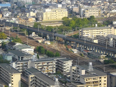 京都タワーからみた鉄道路線