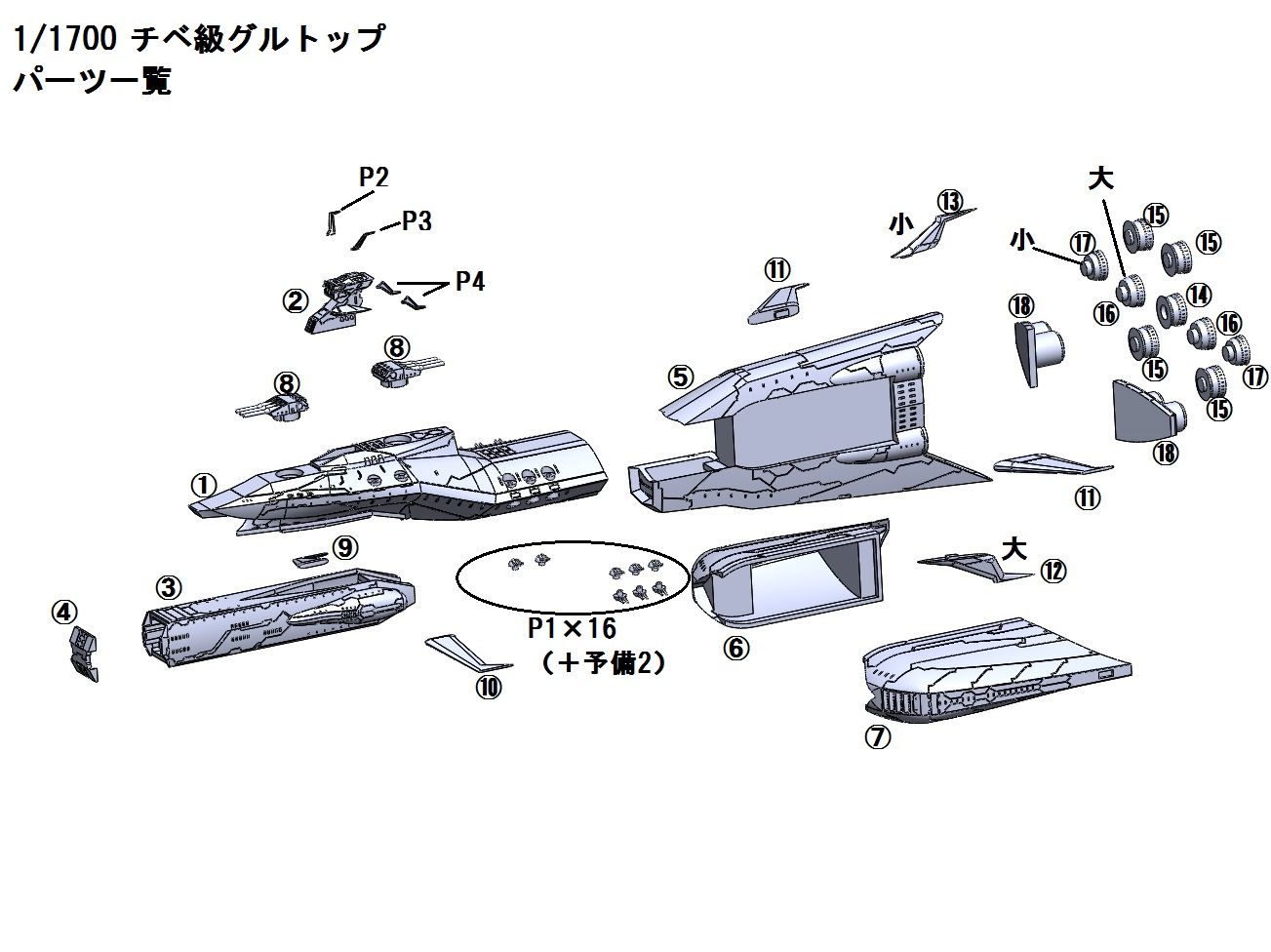 1/1700 チベ級グルトップ パーツ一覧 | R-GREY - 楽天ブログ