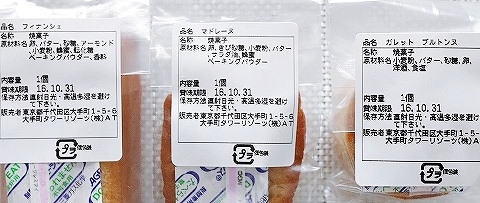 アマン東京　焼き菓子　フィナンシェ　マドレーヌ　ガレット・ブルトンヌ　材料