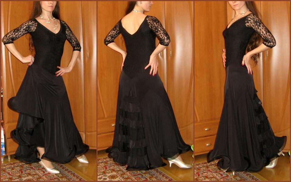 黒の七分袖のレッスン用ワンピース（大き目M～Lサイズ） | Atelier Casablanca -ダンスドレスの部屋－ - 楽天ブログ