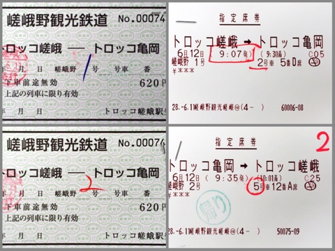 トロッコ列車の切符と指定席券