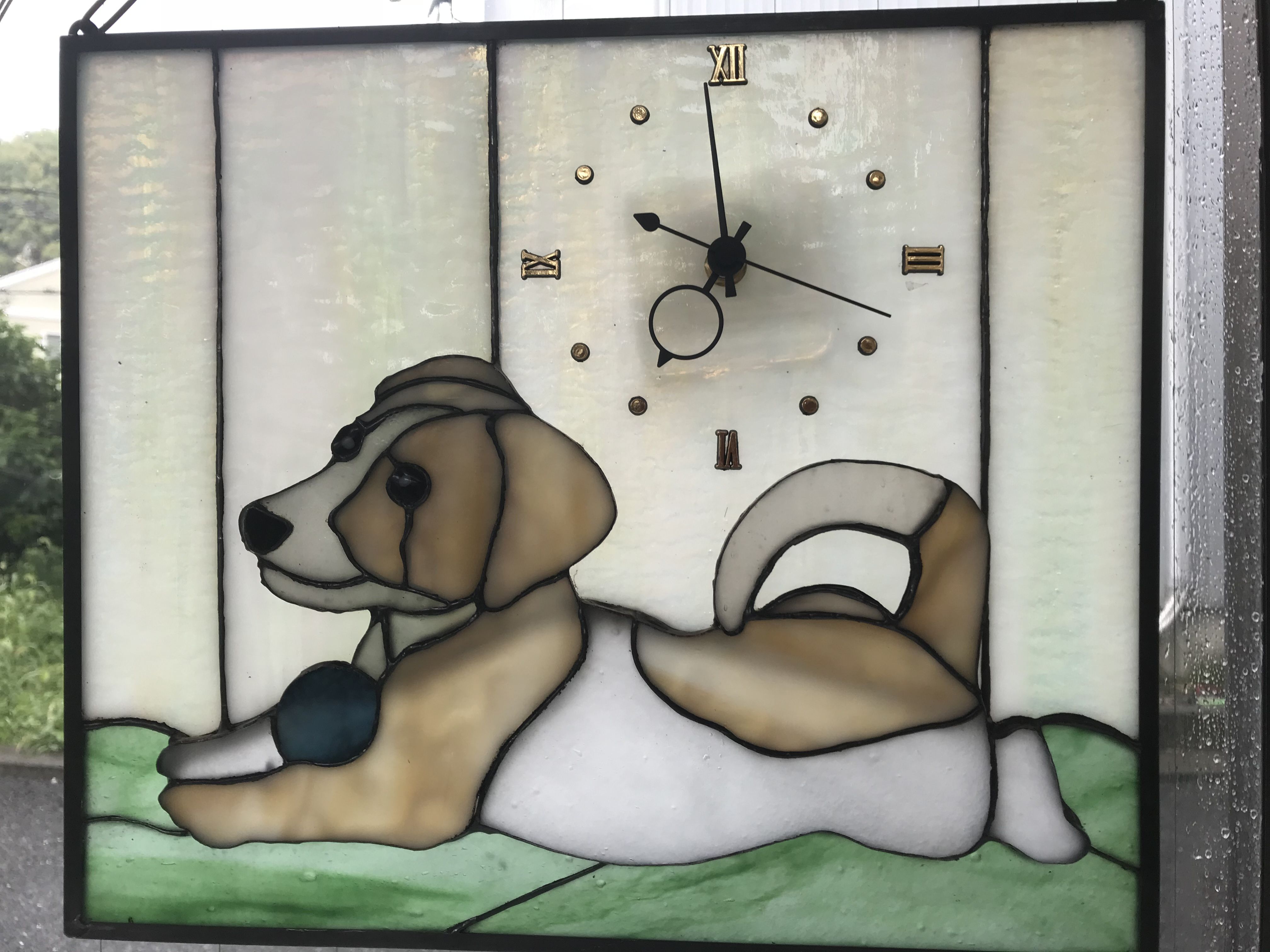 生徒さんの作品 犬の時計 が完成しました ステンドグラス工房かわもと インストラクターの日記 楽天ブログ