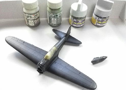 タミヤ１／７２三菱零式艦上戦闘機二一型製作中－０７.jpg