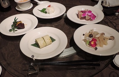 目黒雅叙園「旬遊紀」冷菜五種五皿盛り