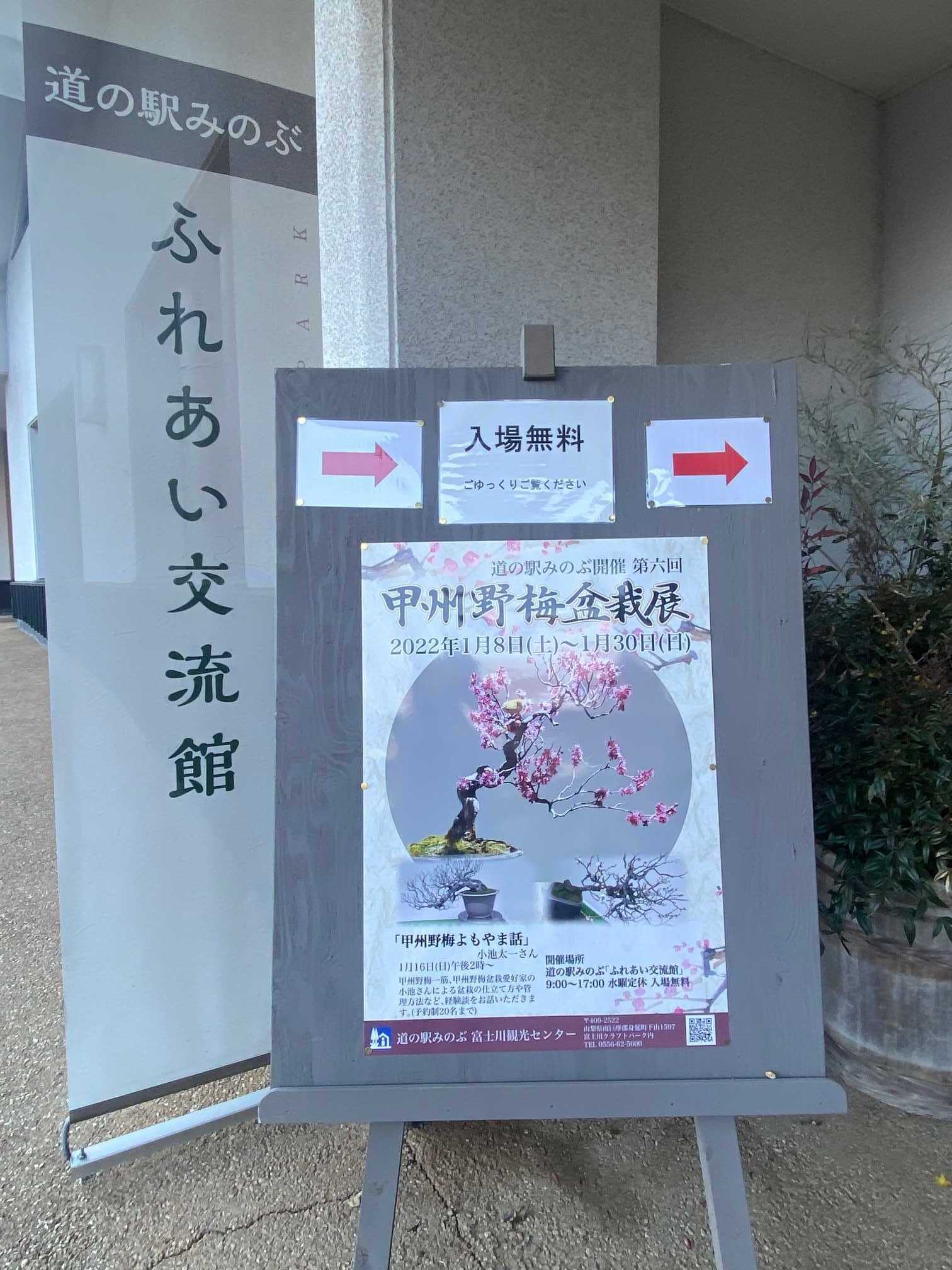 甲州野梅盆栽展~道の駅みのぶ(富士川クラフトパーク)で今月30日（日