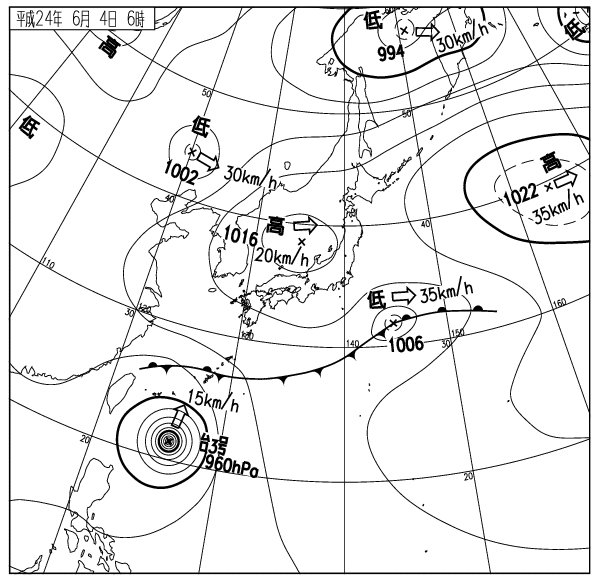 台風３号天気図