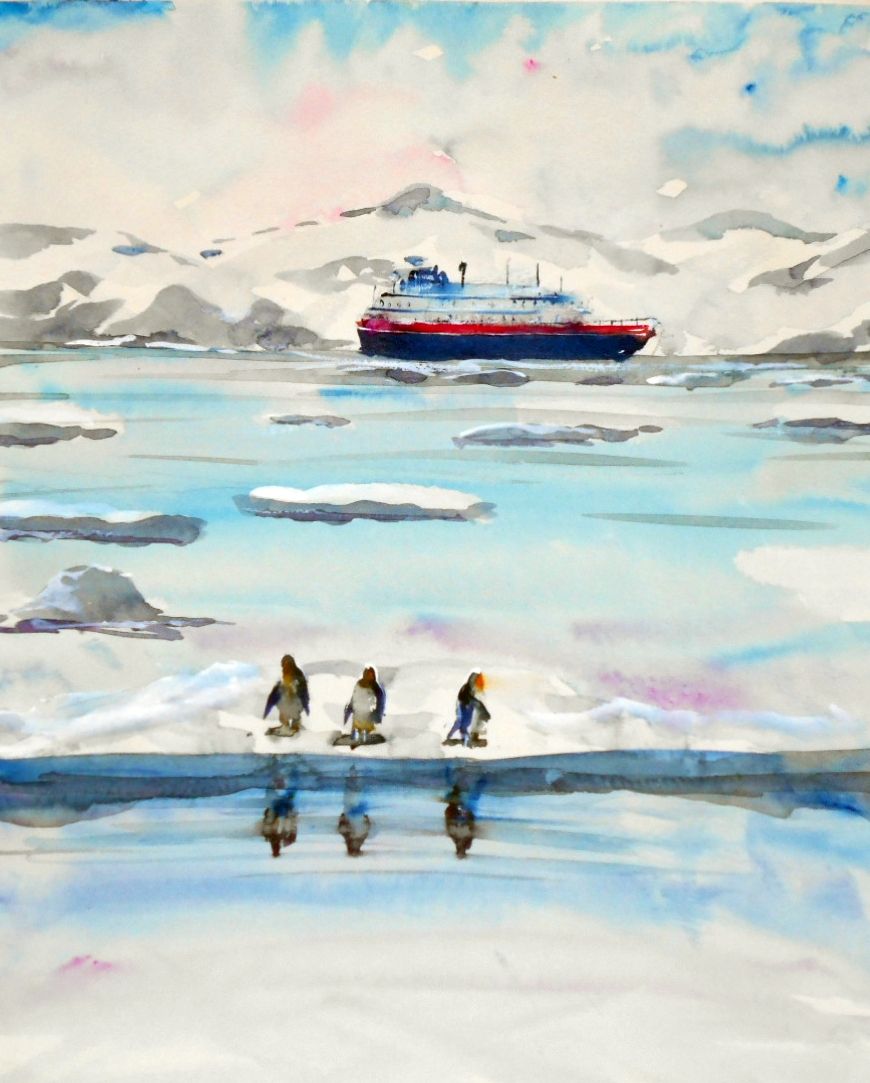 クイーンエリザベス号 南極大陸へ | -村上洋- 印象絵画クラブ塾長。 水  