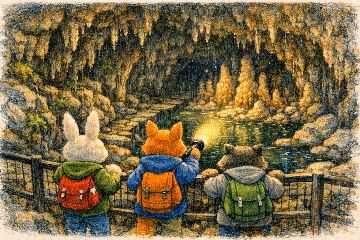 ※AIさんが描いた平尾台の風景「牡鹿鍾乳洞のイメージ」