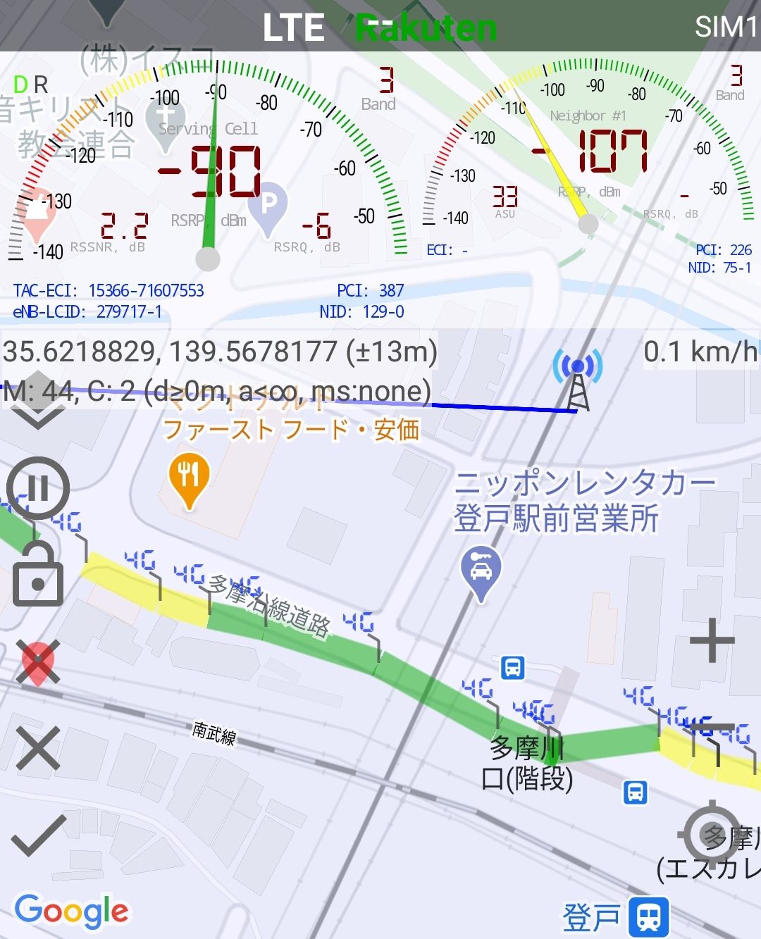 楽天モバイル Un Limit 楽天エリア登戸駅周辺実測 作ったり治したりの日記 楽天ブログ