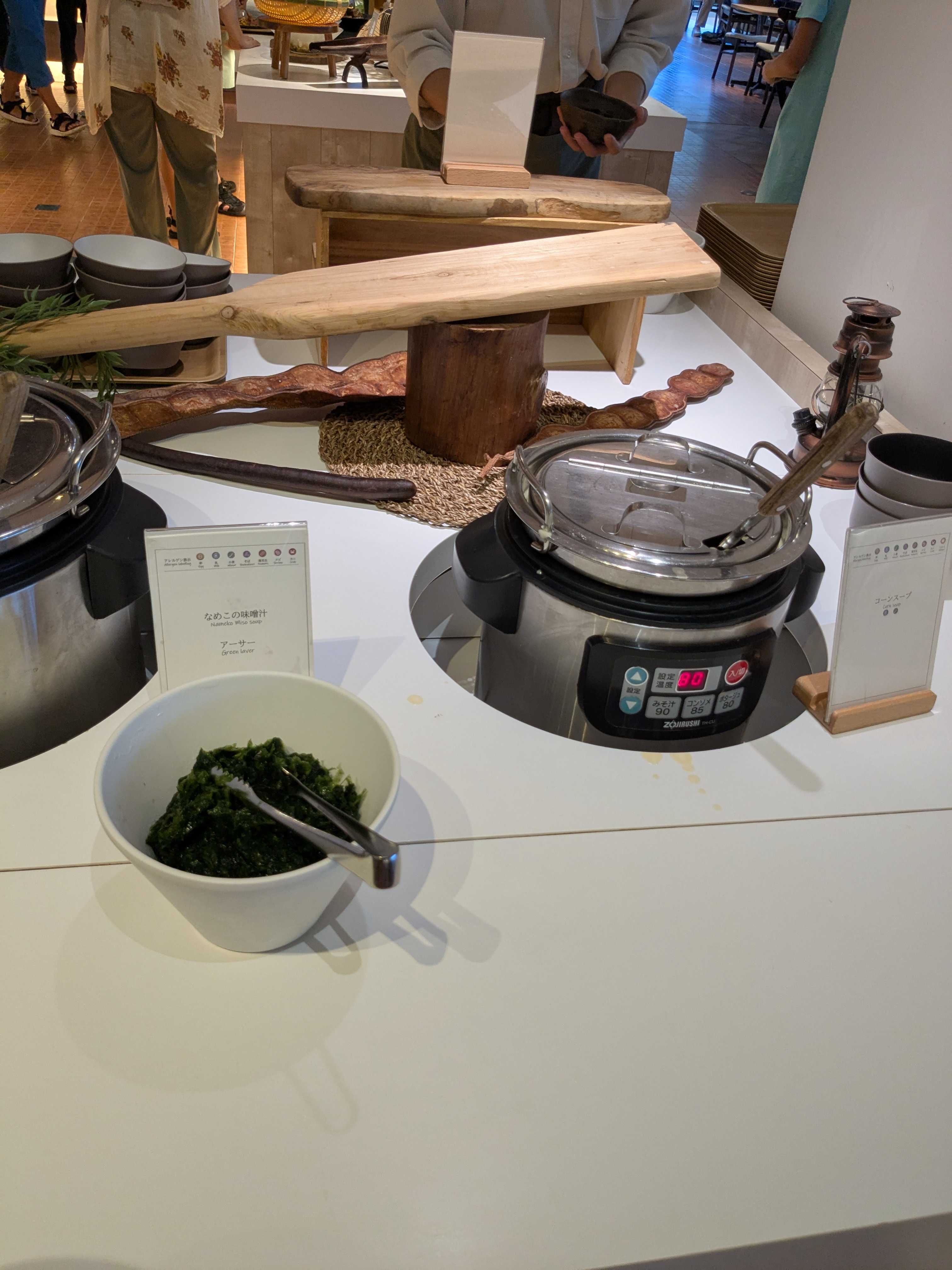 西表島ホテル by 星野リゾート 朝食ビュッフェ　内容　メニュー　なめこの味噌汁、アーサー、コーンスープ