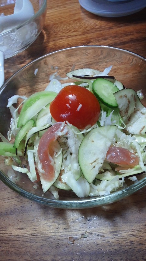 採れた野菜をサラダに.JPG