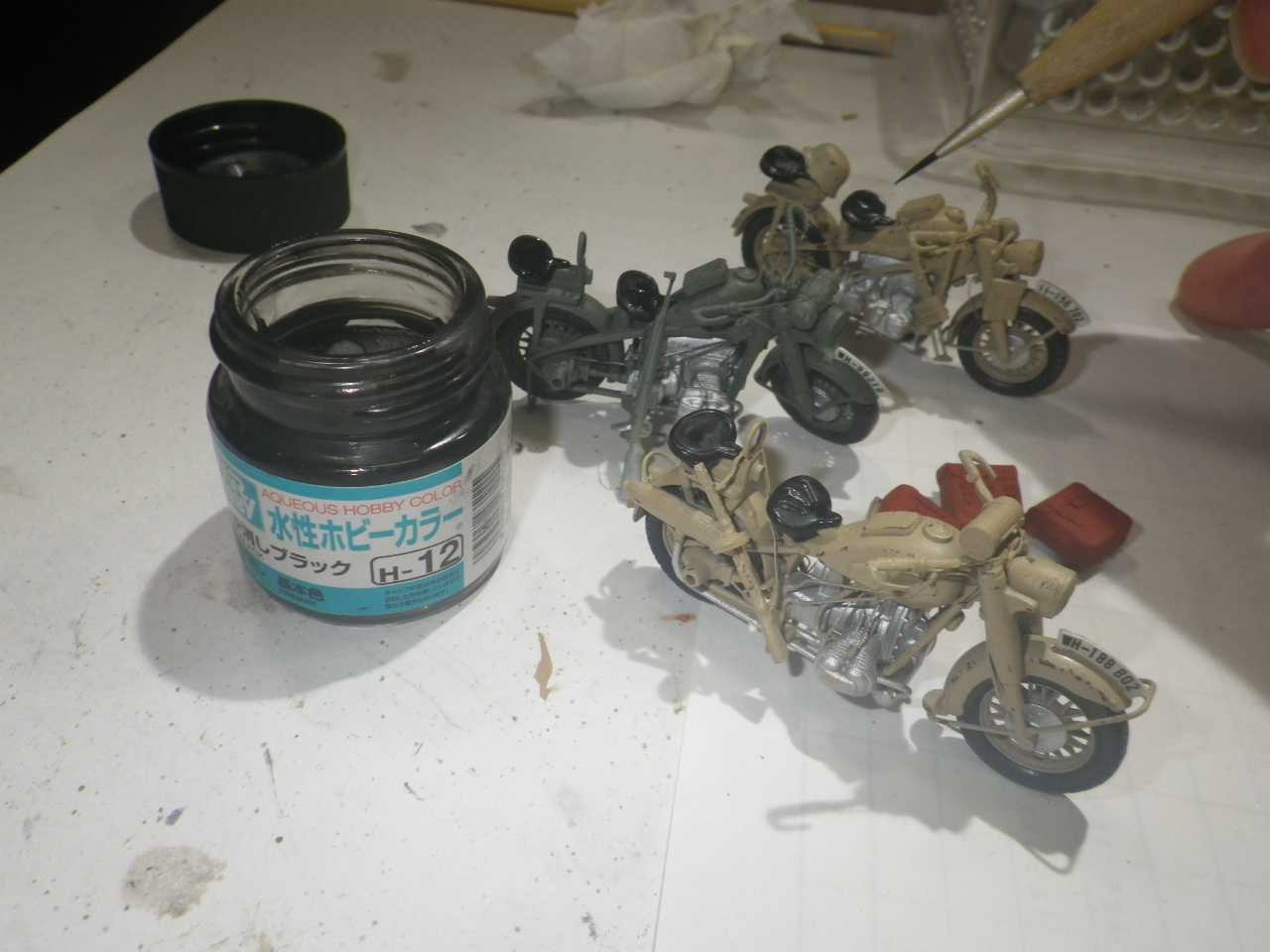 ⑫2020_0712ﾀﾐﾔ 1／35 ﾄﾞｲﾂ軍 ﾂｪﾝﾀﾞｯﾌﾟ KS750 & BMW R75 車体