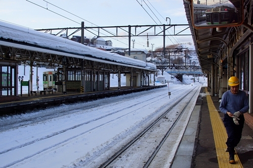 雪のオタル駅