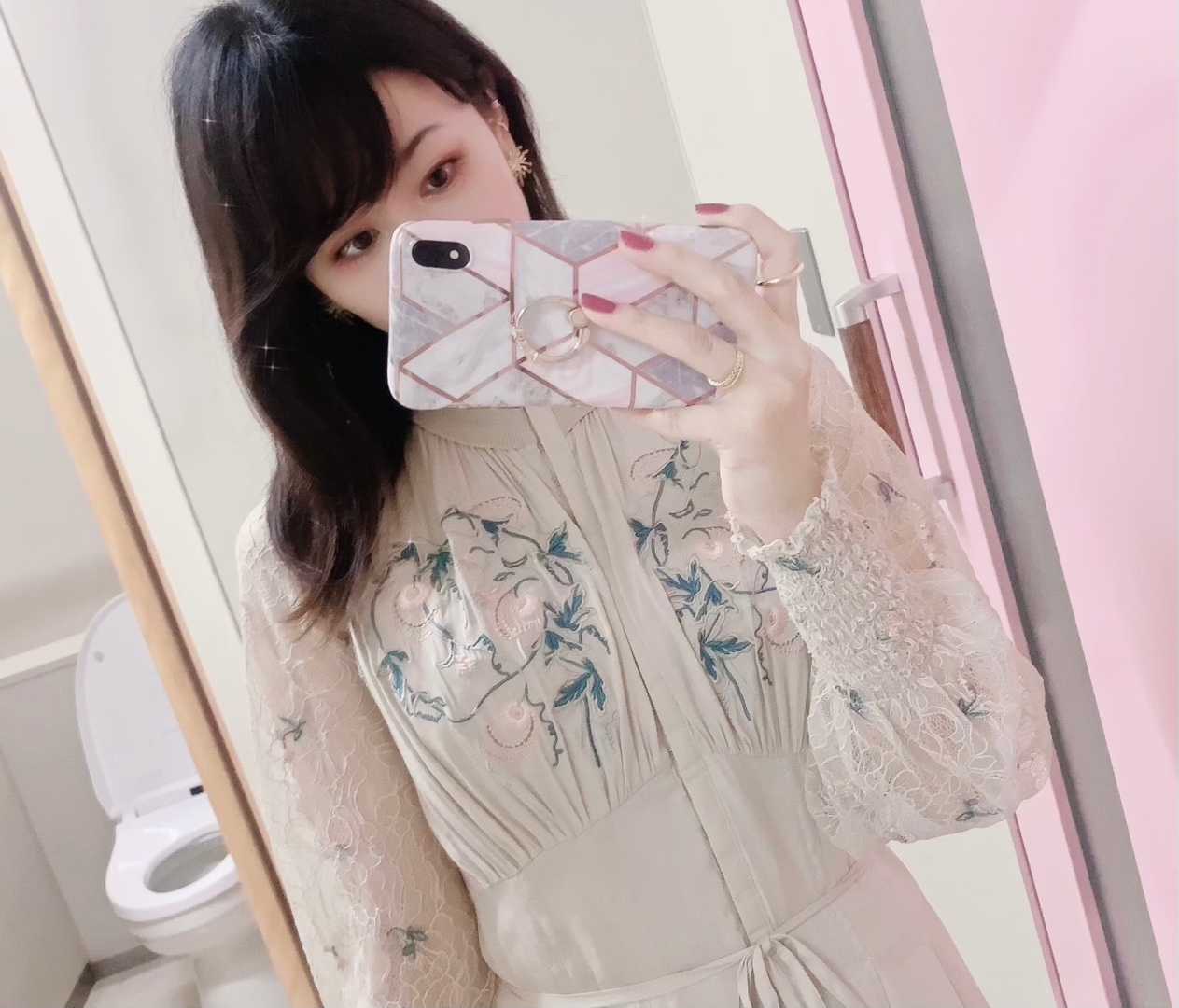芸能人多数着用 snidel エンブロイダリー ロングワンピース