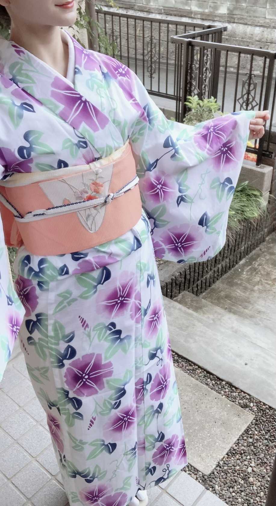 日本橋竺仙 白コーマ朝顔保管のみ浴衣新品同様 小嶋陽菜さん着用 竺仙 朝顔の浴衣 コーマ白地差分 | アラサー