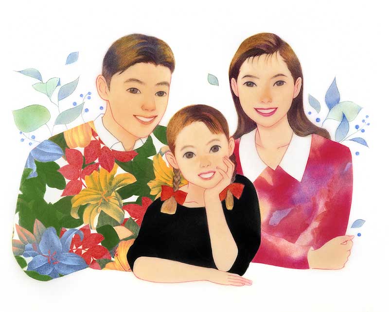 女の子と両親の家族イラスト:手描き笑顔の3人 | 【ストックイラスト・衛星写真素材Blog】株式会社アートバンク オフィシャルブログⅡ - 楽天ブログ