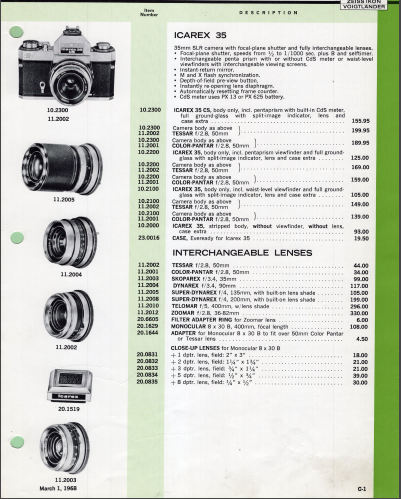 ツァイスイコン銘が刻まれたイカレックスは純正フォクトレンダー最後の
