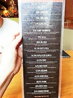 chocolate menu