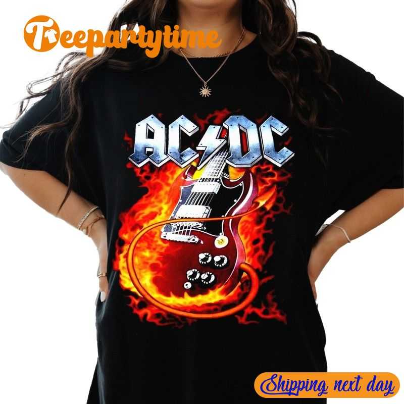 Acdc Vintage Black Red Shirt Fan Gifts Retro Style Band Merch Tour ...