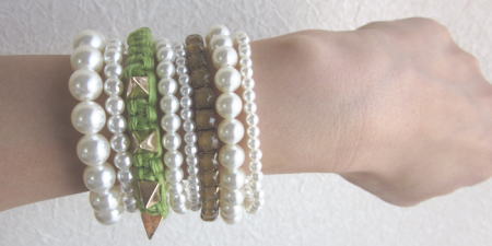 スパイクスタッズブレスレット グリーン 280円 メール便込Rutile4.JPG