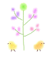 イラスト　木とひよこ２羽　tree50