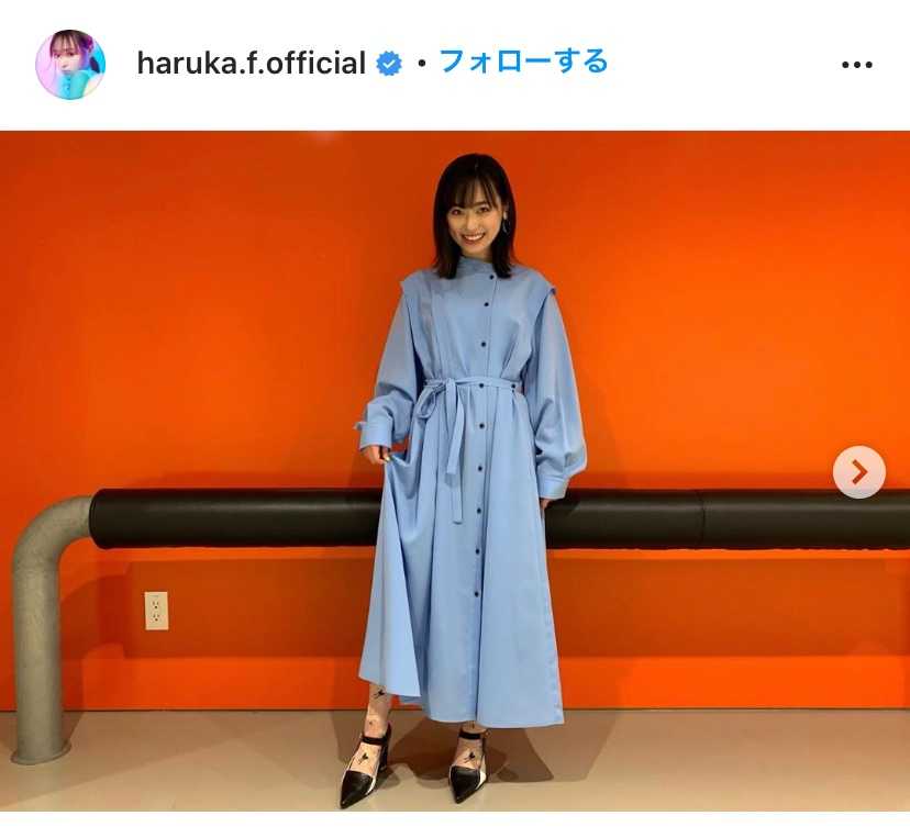 新品タグ付】福原遥さん着用 ルシェルブルーアシンメトリック