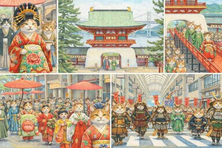 しものせき海峡まつりの先帝祭の上臈道中や武者行列