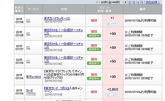 ポイントたまりました