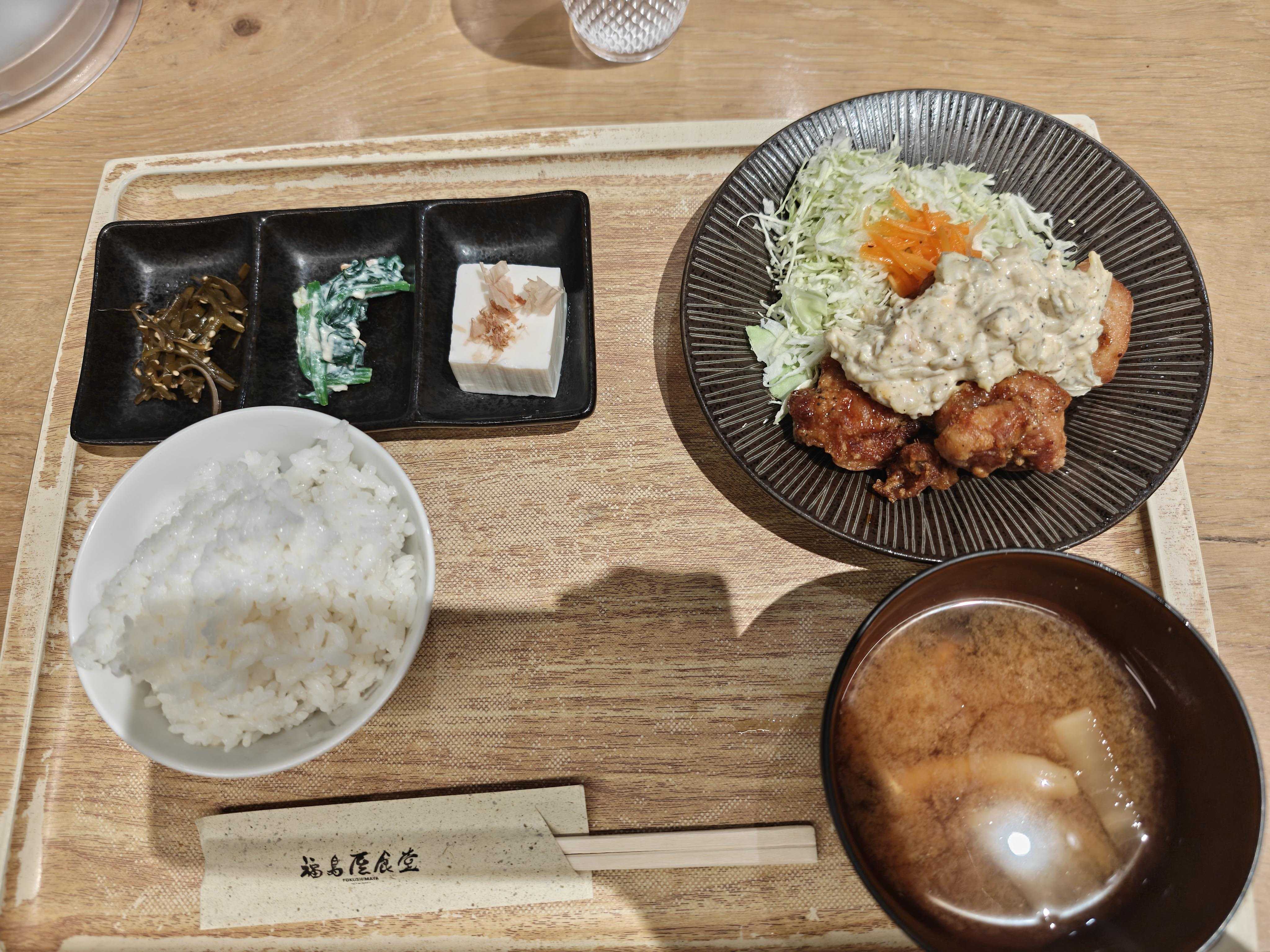 福島屋食堂 虎ノ門ヒルズ　ひとりランチ　鶏南蛮唐揚げ定食