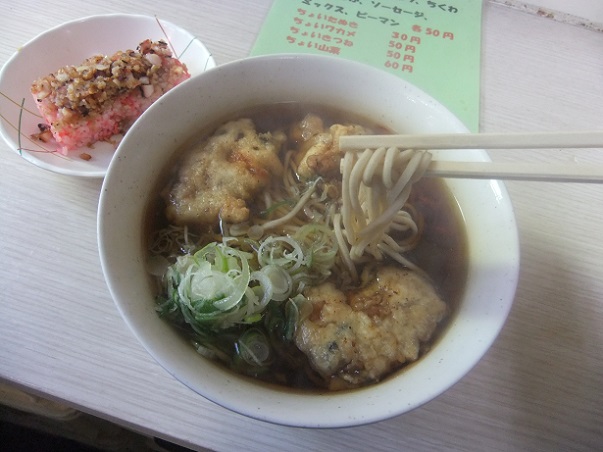 一由そば@日暮里のそば+牡蠣天+ゲソ寿司2