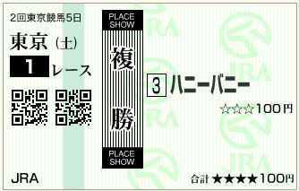 ハニーバニー（130504）複勝