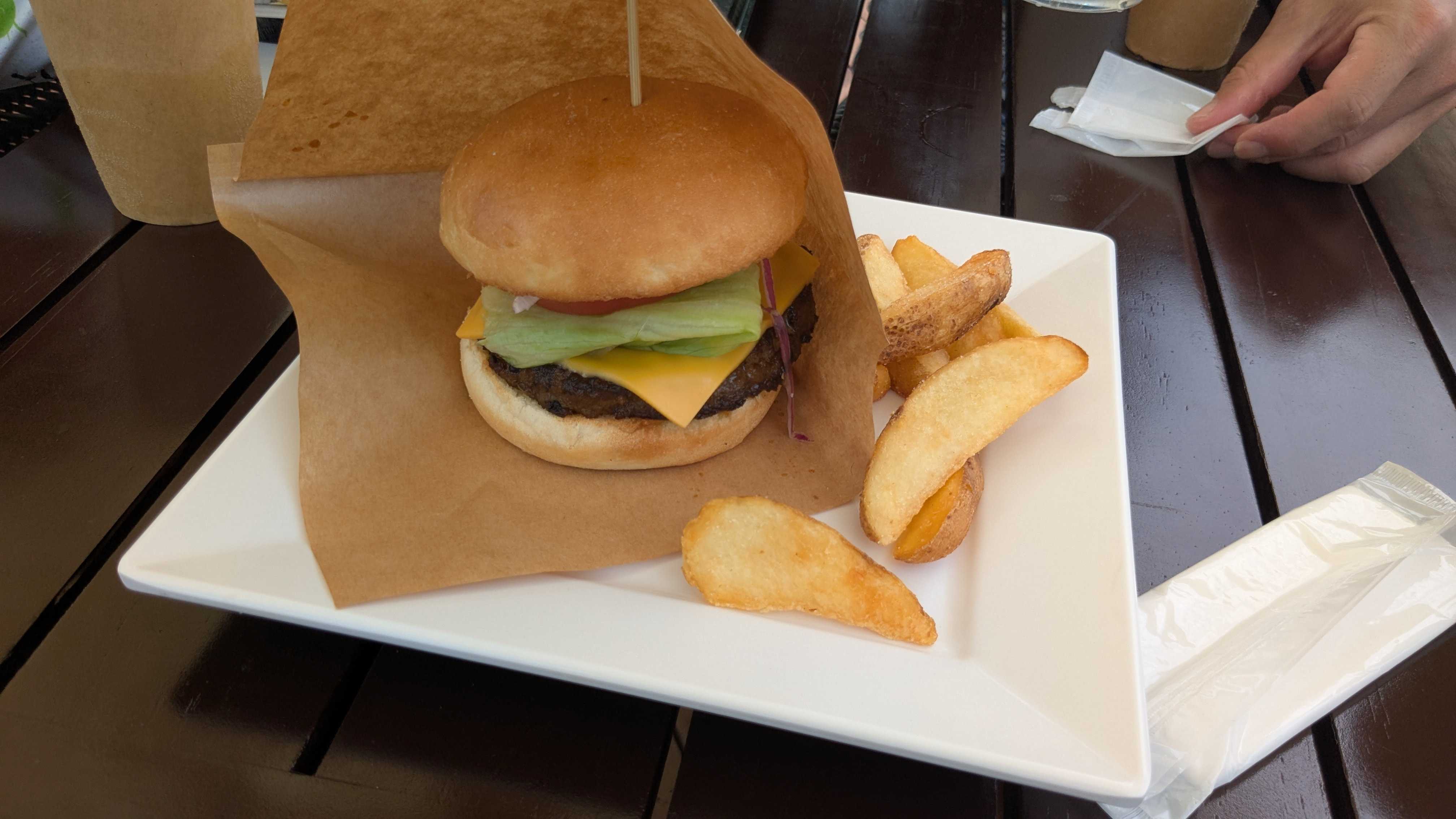 フサキビーチリゾート プール横レストランAqua Garden Cafe　子連れランチ　石垣牛クラシックチーズバーガー