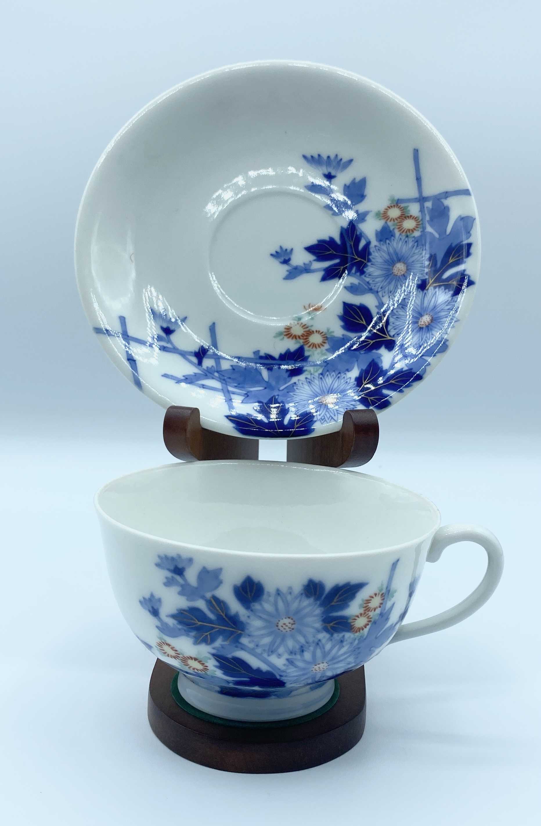 明治時代 輸出用 粉彩 草花図 香蘭社 カップ＆ソーサー 東さ5