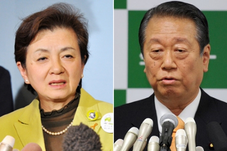 日本未来の党（代表・嘉田由紀子滋賀県知事）と小沢氏 出典：mainichi.jp.jpg