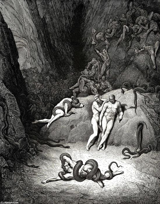 Gustave-Dore-The-Inferno-Canto-25-lines-59-61_-The-other-two-Look-d-on-exclaiming_-Ah-how-dost-thou-change-Agnello-.jpg