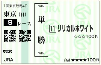 リリカルホワイト(160207)単勝