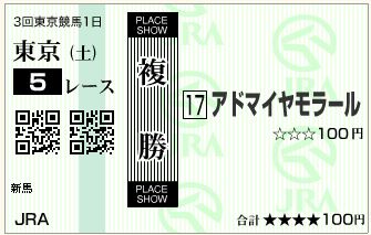 アドマイヤモラール(150606)複勝