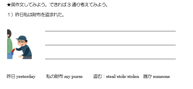 ルター 学校へ行く 私立共学校１年目 その９ 英作文 昨日私は財布を盗まれた 新英語教育研究会神奈川支部ｈｐ 楽天ブログ