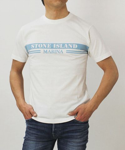 STONE ISLAND （ストーン アイランド） / MARINE / コットン プリント Tシャツ【ホワイト】 | 大人のメンズ
