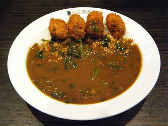 CoCo壱番屋の「カキフライほうれん草カレー」♪